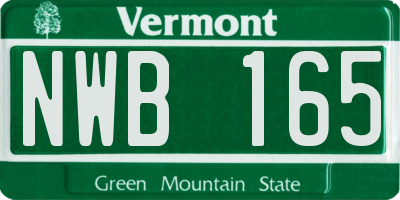 VT license plate NWB165