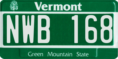 VT license plate NWB168