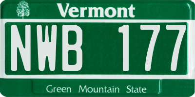 VT license plate NWB177