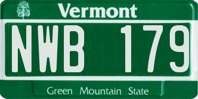 VT license plate NWB179
