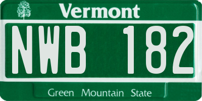 VT license plate NWB182