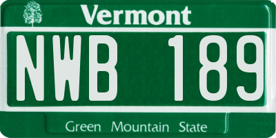 VT license plate NWB189