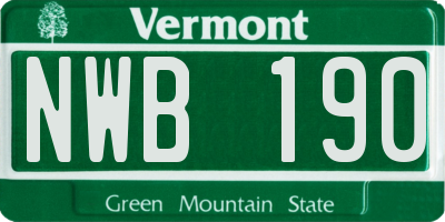 VT license plate NWB190
