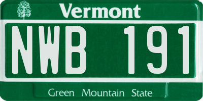 VT license plate NWB191