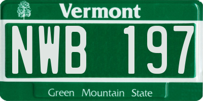 VT license plate NWB197