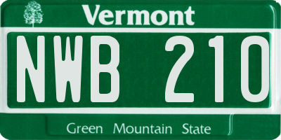 VT license plate NWB210