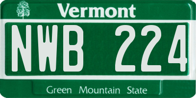 VT license plate NWB224