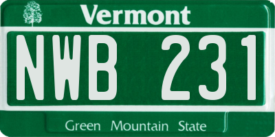 VT license plate NWB231