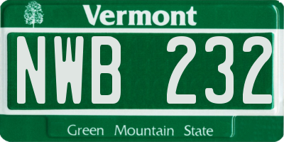 VT license plate NWB232