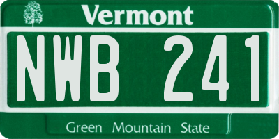 VT license plate NWB241