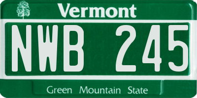 VT license plate NWB245