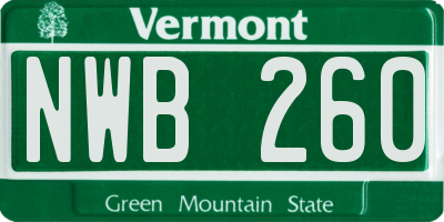VT license plate NWB260