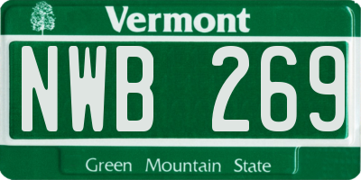 VT license plate NWB269