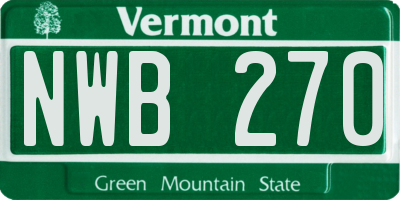 VT license plate NWB270