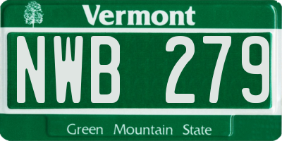 VT license plate NWB279