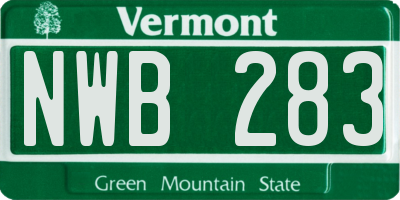 VT license plate NWB283