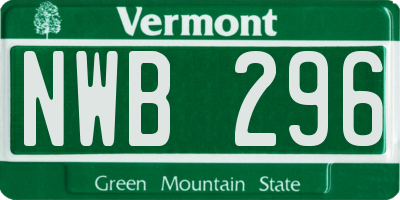 VT license plate NWB296