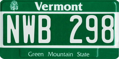 VT license plate NWB298
