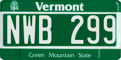 VT license plate NWB299