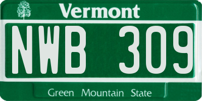VT license plate NWB309