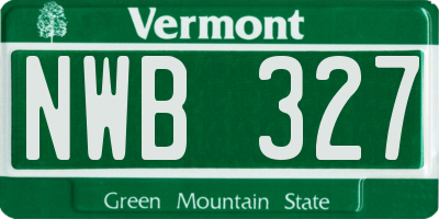 VT license plate NWB327