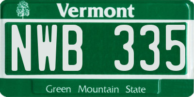VT license plate NWB335