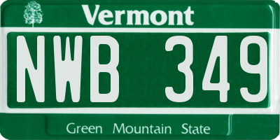 VT license plate NWB349