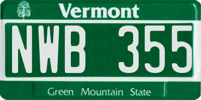 VT license plate NWB355