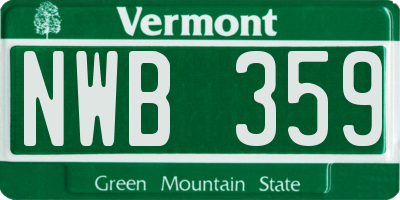 VT license plate NWB359