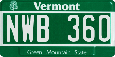 VT license plate NWB360