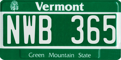 VT license plate NWB365