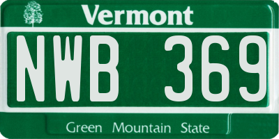 VT license plate NWB369