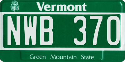 VT license plate NWB370