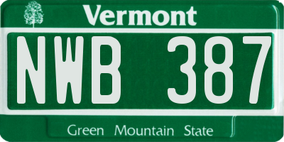 VT license plate NWB387