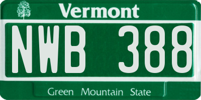 VT license plate NWB388