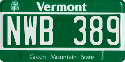 VT license plate NWB389