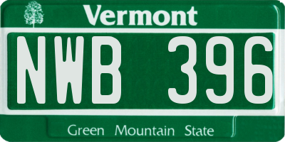 VT license plate NWB396