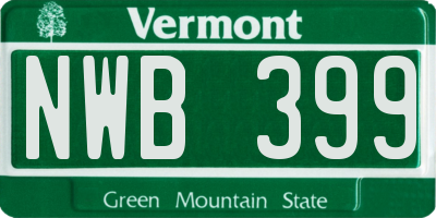 VT license plate NWB399