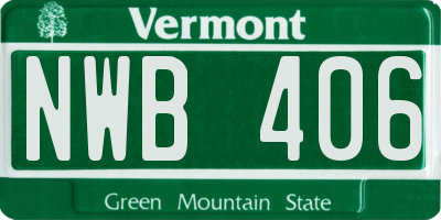 VT license plate NWB406