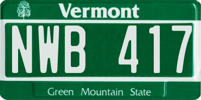 VT license plate NWB417