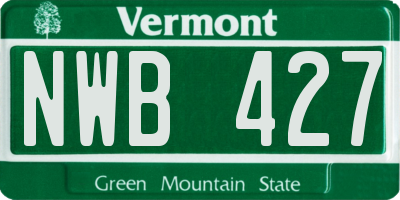 VT license plate NWB427