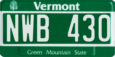 VT license plate NWB430