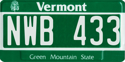 VT license plate NWB433