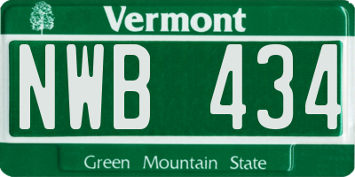 VT license plate NWB434