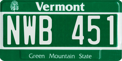 VT license plate NWB451