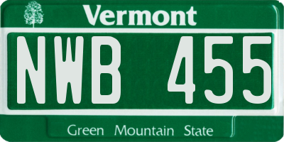 VT license plate NWB455