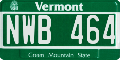 VT license plate NWB464