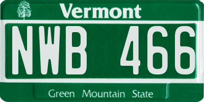 VT license plate NWB466