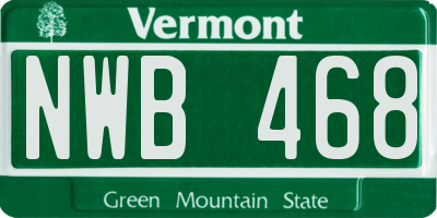 VT license plate NWB468