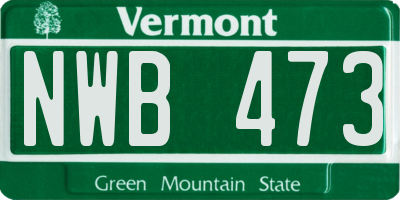 VT license plate NWB473